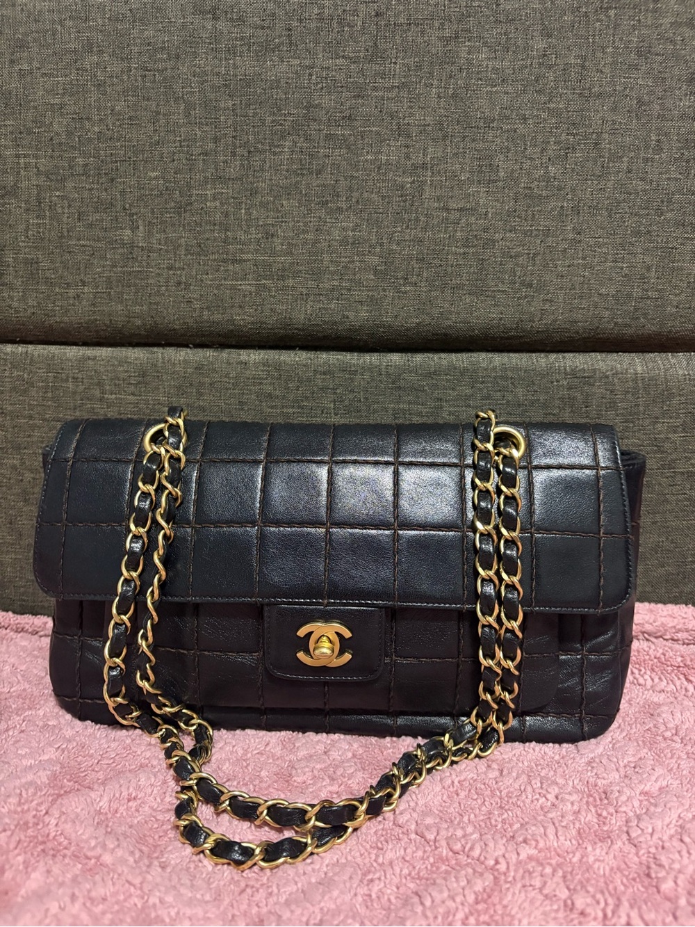 Chanel Choco Bag Flapwith Gold Chain